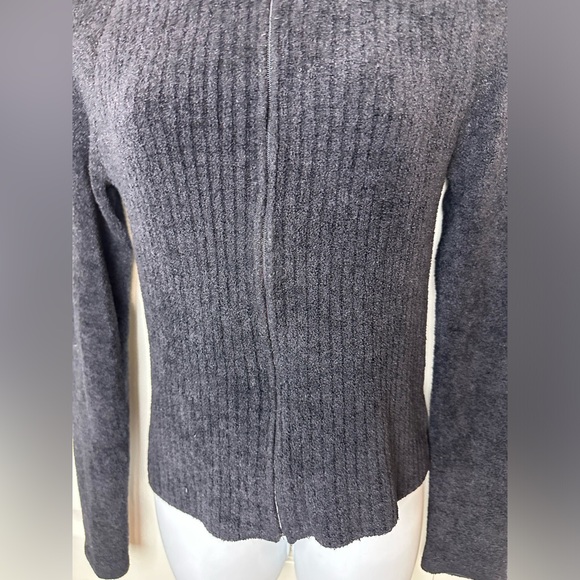 EXOFFICIO Black Ribbed Cardigan Sweater Mock Neck Full Zip Closure REI Soft Knit - Picture 3 of 9